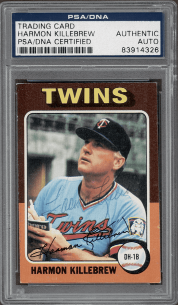 1975 Topps Harmon Killebrew #640 Minnesota Twins HOF On-Card Autograph PSA Authentic Auto front of card