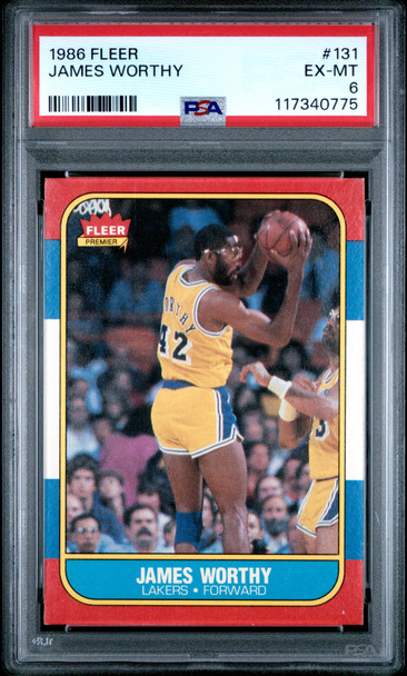 1986 Fleer James Worthy #131 Los Angeles Lakers HOF PSA 6 front of card