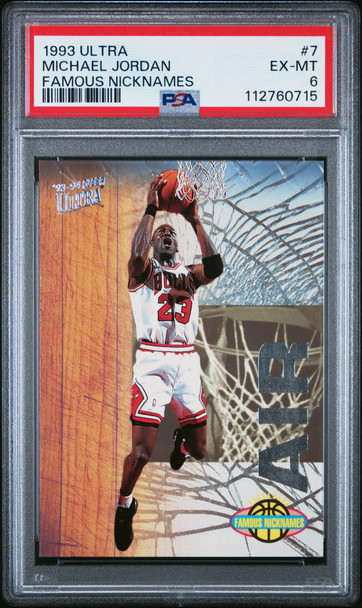 1993 Fleer Ultra Michael Jordan #7 Famous Nicknames Chicago Bulls HOF PSA 6 front of card