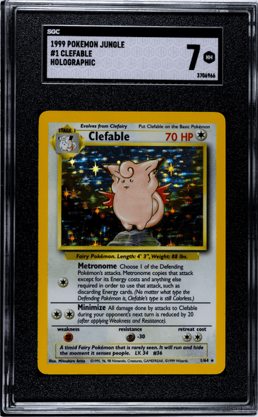 1999 Pokemon Jungle Clefable #1 SGC 7 front of card 1999 Pokemon Jungle Clefable #1 SGC 7 front of card