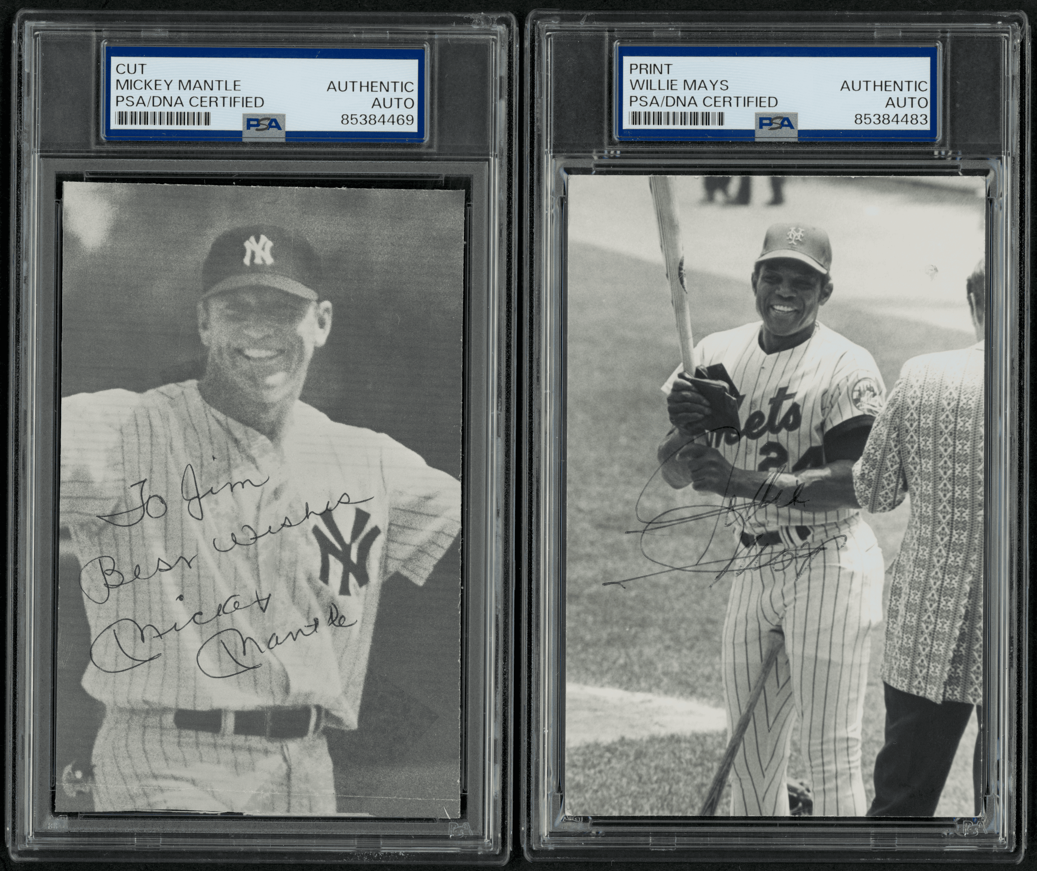 PSA Autographs of Mickey Mantle & Willie Mays
