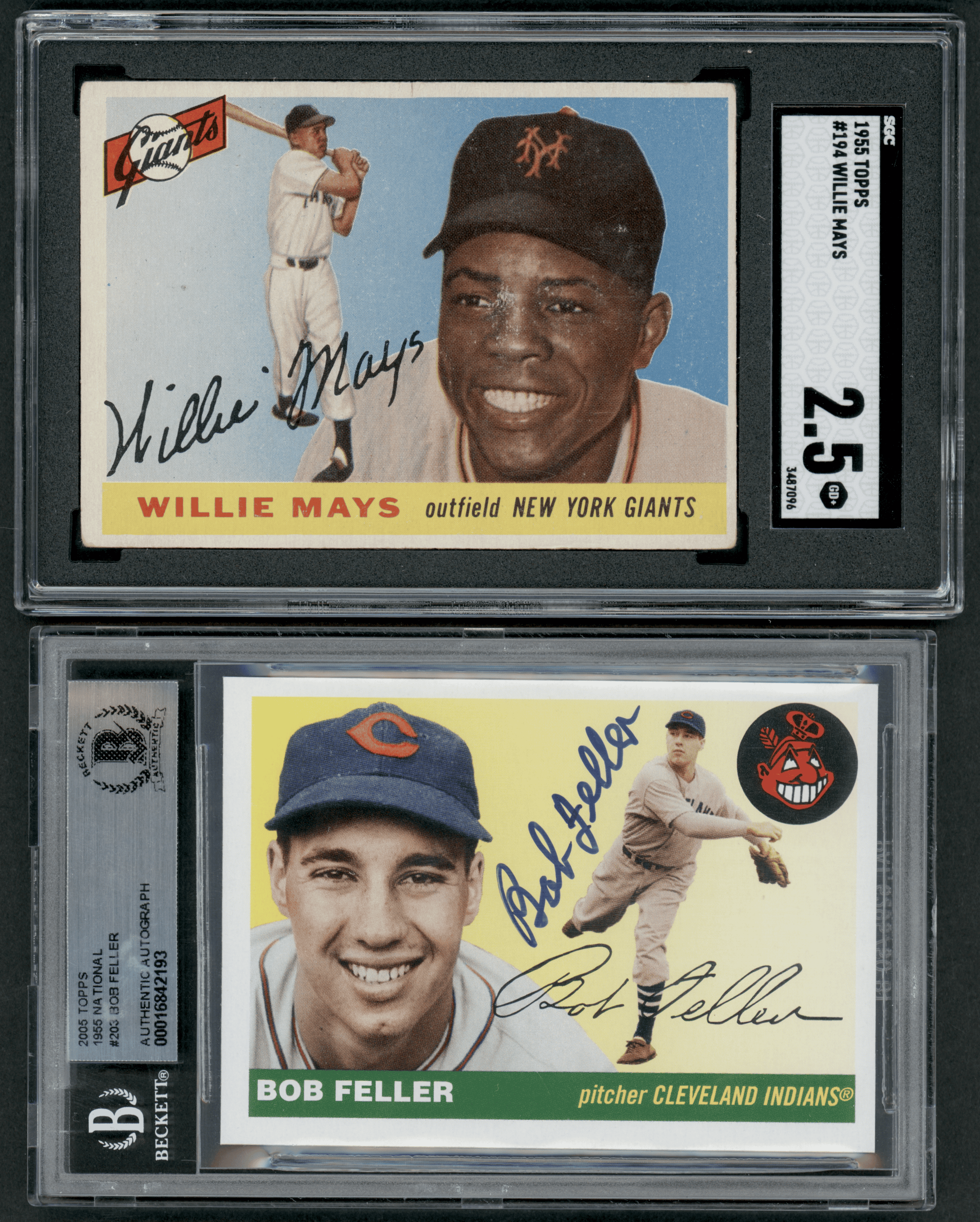 Another 1955 Topps Mays + A Bob Feller Autograph