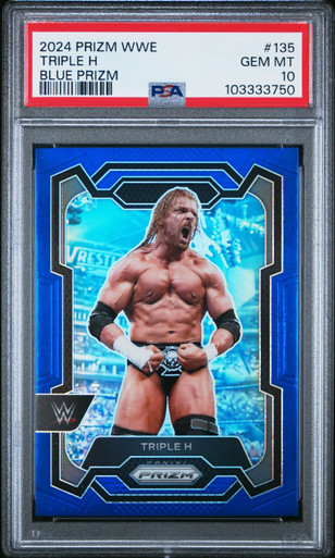 PSA 10 2024 Panini Prizm WWE Triple H #135 Blue Prizm /199 HOF