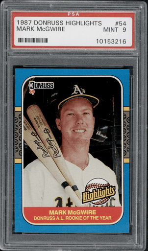1987 Donruss Rated Rookie Card Mark McGwire PSA 9