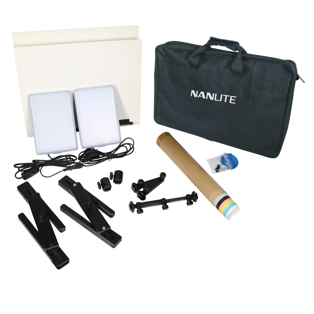 Kit de Estudio Nanlite Compac 20 Slim Soft LED de 2 Luces de Mesa