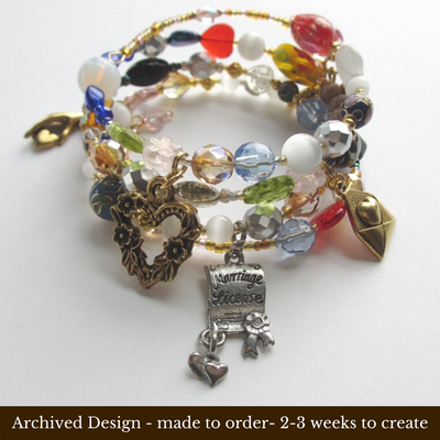 The Don Pasquale Opera Bracelet tells the opera's story with beads and charms.