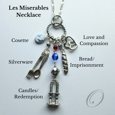 The Les Miserables Necklace represents Victor Hugo's iconic tale through beads and charms. A meaningful gift for fans of this book or play.