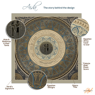 Aida design pure silk Opera Scarf. Meaningful gift for Verdi opera lovers.