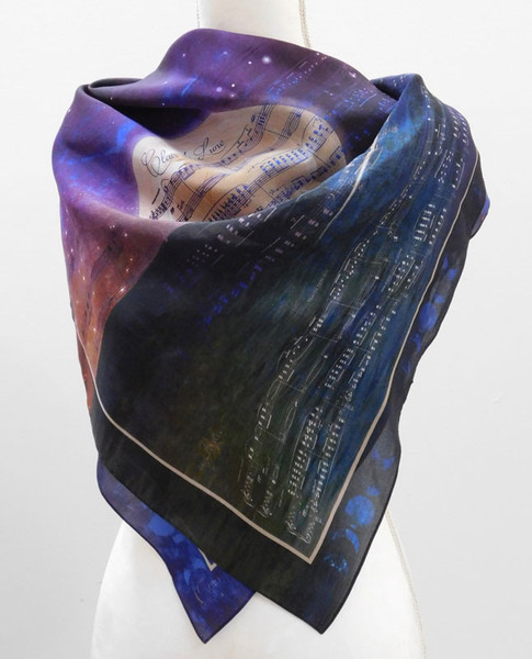 Pure silk scarf evoking DeBussy's Clair de Lune. This makes a meaningful gift for pianists and classical music lovers.