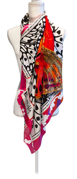 Madama Butterfly design pure silk Opera Scarf. Meaningful gift for Puccini opera lovers.