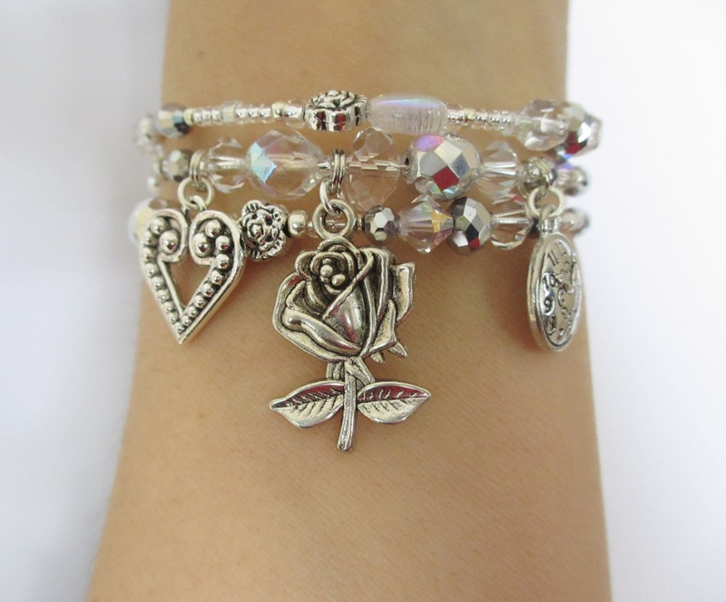 "Wrist view" of the Silver Rose Bracelet inspired by Der Rosenkavalier by Strauss.