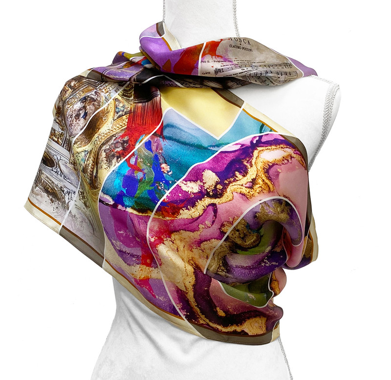 Puccini's Tosca Pure Silk Scarf. A meaningful gift for opera lovers.
