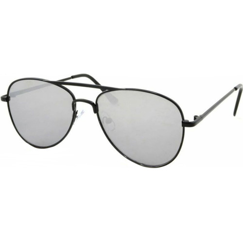 JS Eyewear 5091 Matte Black Silver Mirror Angle
