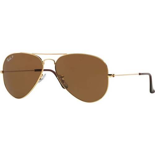 Ray-Ban Aviator Classic RB3025 Gold Brown Polarised Sunglasses Angle Image
