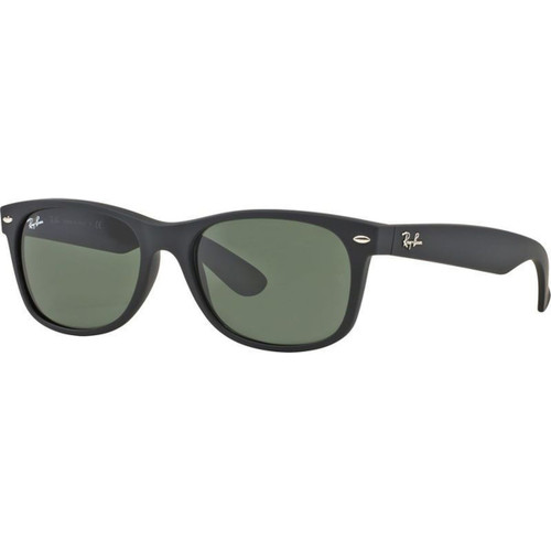 Ray-Ban New Wayfarer RB2132 Black Rubber Green Angle