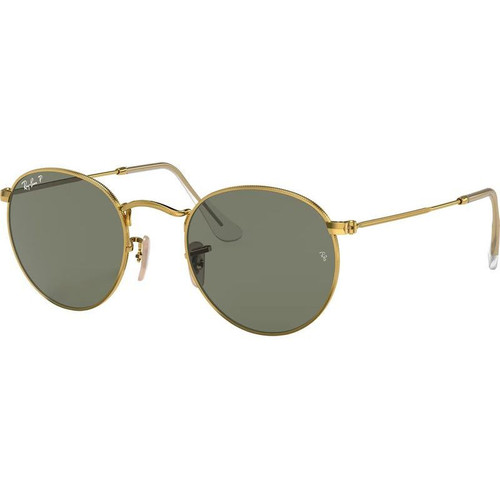 Ray-Ban Round Metal RB3447 Gold Green Polarised Angle