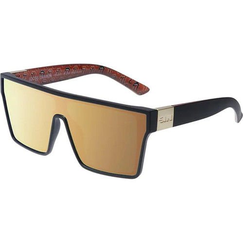 SIN Eyewear Loose Cannon Matte Black Gold Flash Mirror Polarised Angle