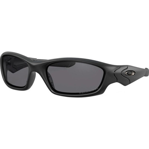 Oakley Straight Jacket Matte Black Grey Polarised Angle