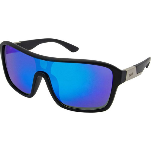 SIN Eyewear Jackpot Black Blue Mirror Sunglasses Angle Image