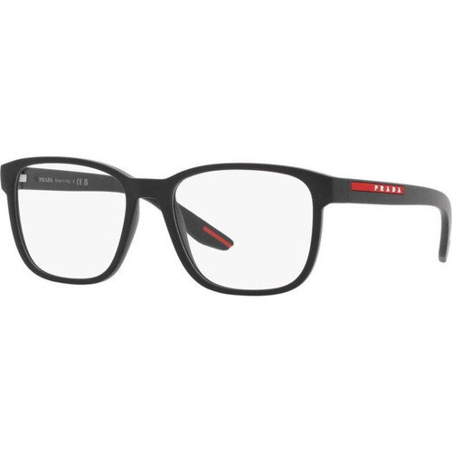 Prada Linea Rossa Glasses PS06PV Black Rubber Clear Angle