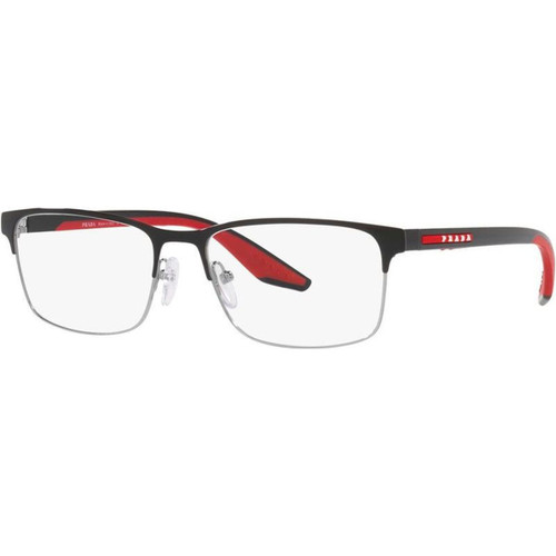 Prada Linea Rossa Glasses PS50PV Black Silver Clear Angle