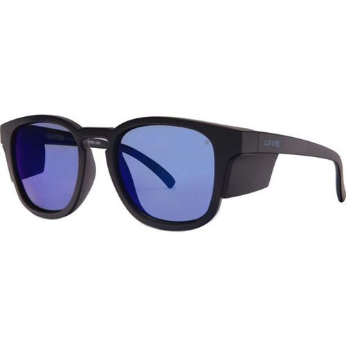Liive Crafter X Safety Matte Black Blue Mirror Polarised Angle