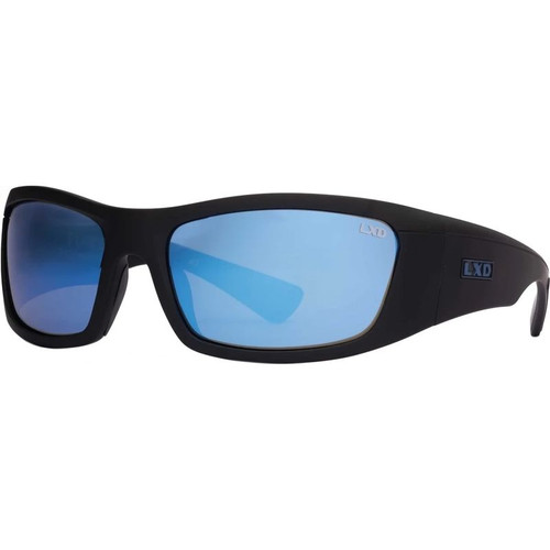 LXD Flores Matte Black Blue Mirror Polarised Glass Angle