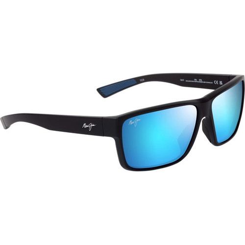 Maui Jim Uila Matte Black Blue Hawaii Glass Angle