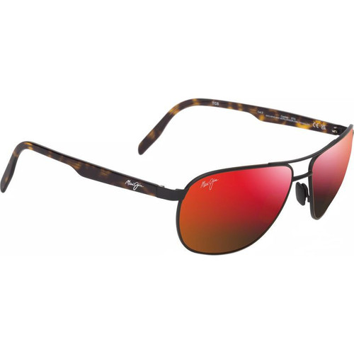 Maui Jim Castles Matte Black Havana Hawaii Lava Angle