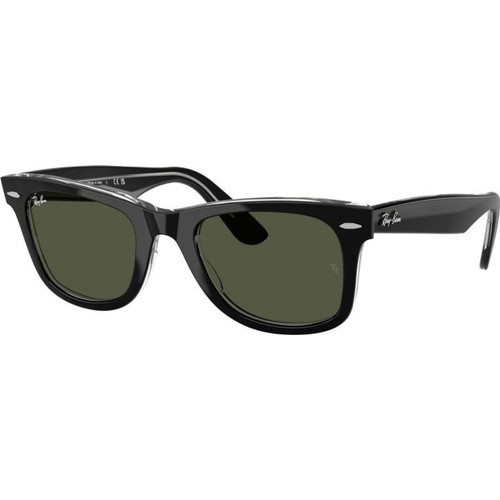 Ray-Ban Original Wayfarer RB2140 Black Transparent Green Glass Angle