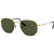 Ray-Ban Hexagonal Flat RB3548N Gold Green Sunglasses Angle Image