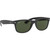 Ray-Ban New Wayfarer Classic RB2132 Rubber Black on Shiny Black Green Angle