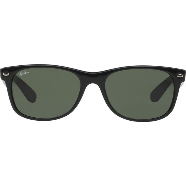 Ray-Ban New Wayfarer Classic RB2132 - Black/Green Glass Lenses 52 Eye Size