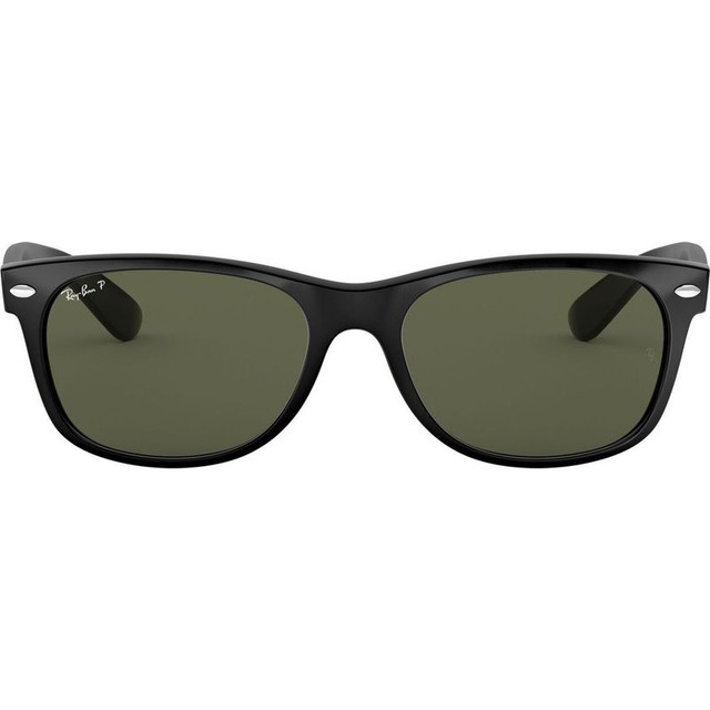 Ray-Ban New Wayfarer Classic RB2132 - Black/Green Glass Polarised Lenses 55 Eye Size