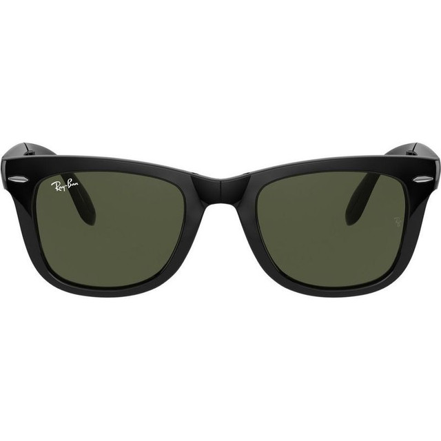 Ray-Ban Wayfarer Folding RB4105 - Black/Green Glass Lenses 50 Eye Size