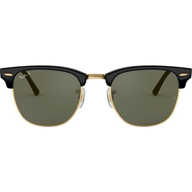 Clubmaster Classic RB3016 - Black/Green Glass Polarised Lenses 51 Eye Size