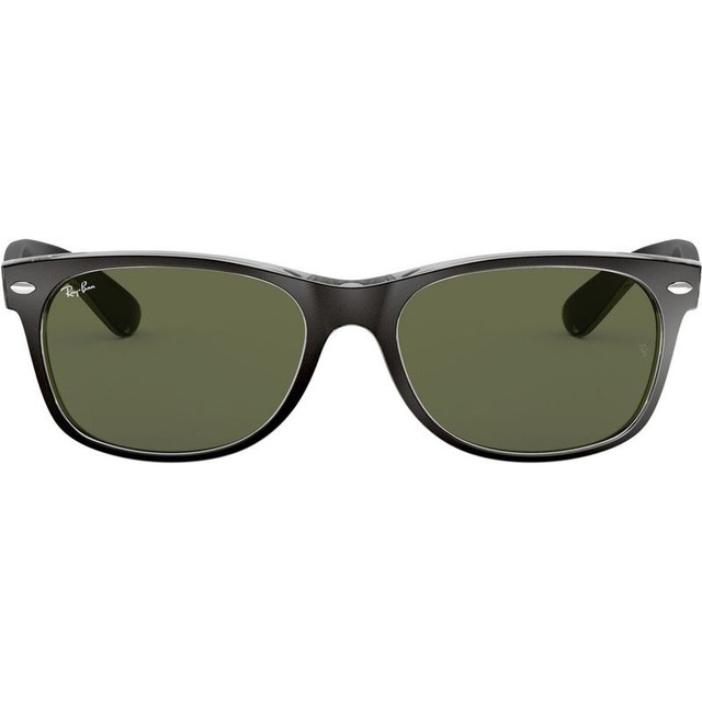 New Wayfarer Classic RB2132 - Top Black on Transparent/Green Glass Lenses 55 Eye Size