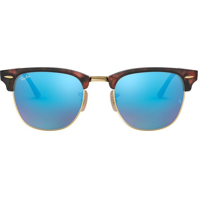 Clubmaster Classic RB3016 - Sand Havana Gold/Blue Mirror Glass Lenses 51 Eye Size