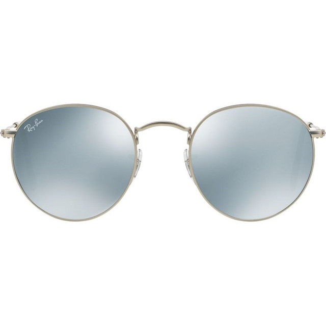 Ray-Ban Round Metal RB3447 - Matte Silver/Silver Mirror Glass Lenses 50 Eye Size