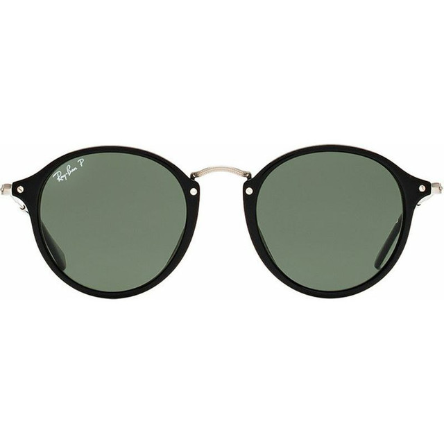 Ray-Ban Round RB2447 - Black/Green Glass Lenses 49 Eye Size