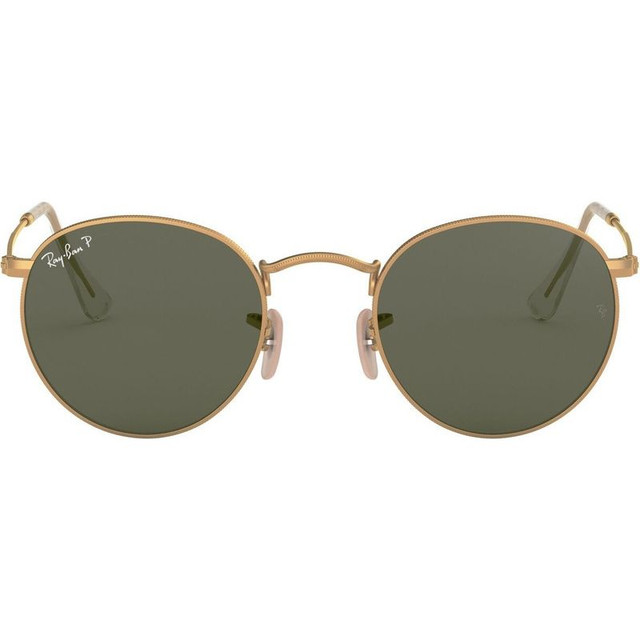 Round Metal RB3447 - Matte Gold/Green Glass Polarised Lenses 50 Eye Size