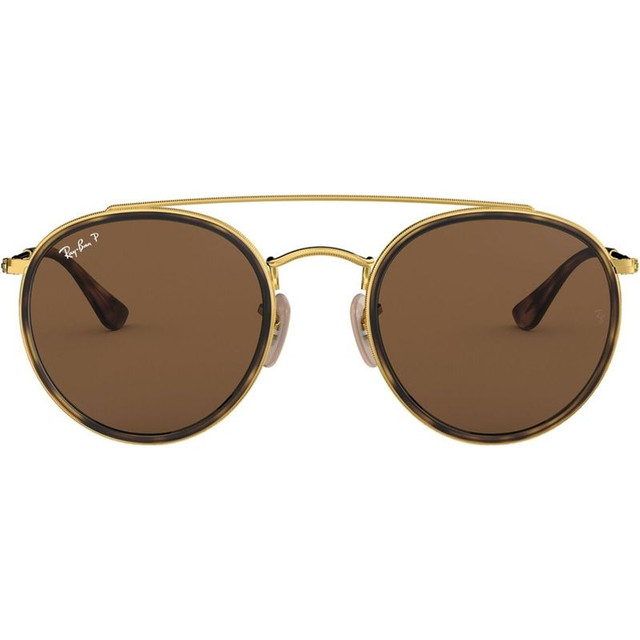 Ray-Ban Round Double Bridge RB3647N - Gold/Brown Glass Polarised Lenses