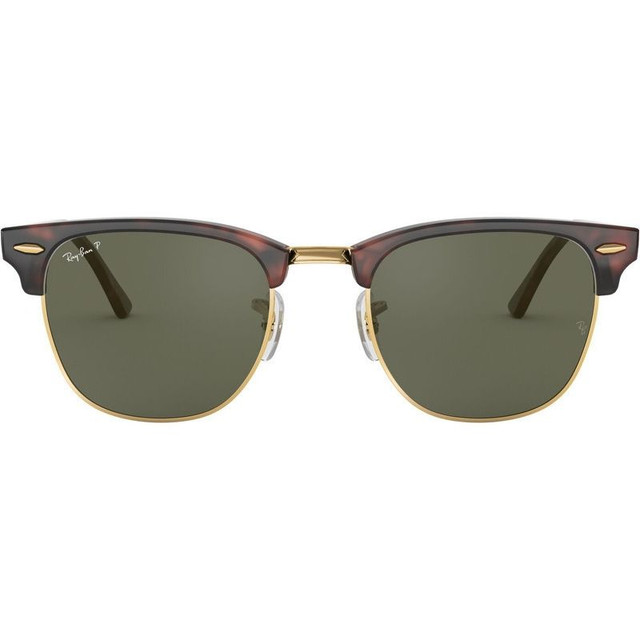 Clubmaster Classic RB3016 - Red Havana/Green Glass Polarised Lenses 55 Eye Size