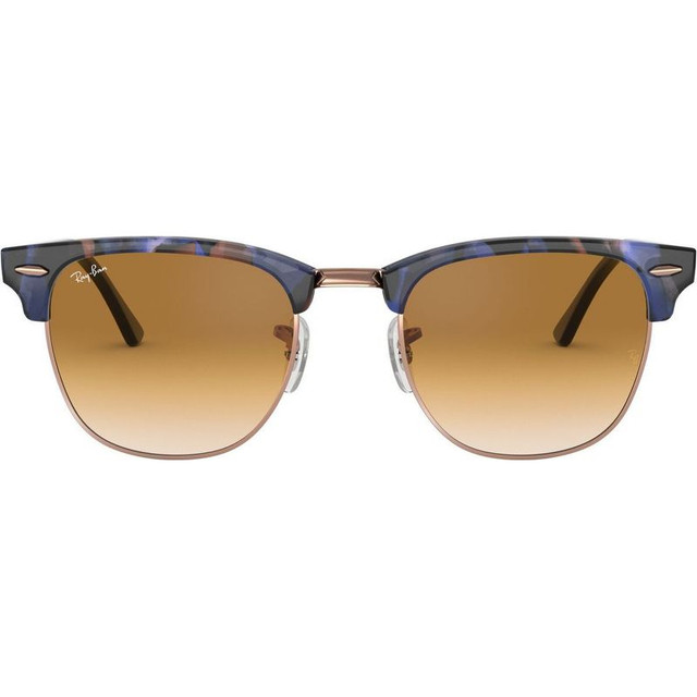 Clubmaster Classic RB3016 - Spotted Brown and Blue/Clear Gradient Brown Glass Lenses 51 Eye Size