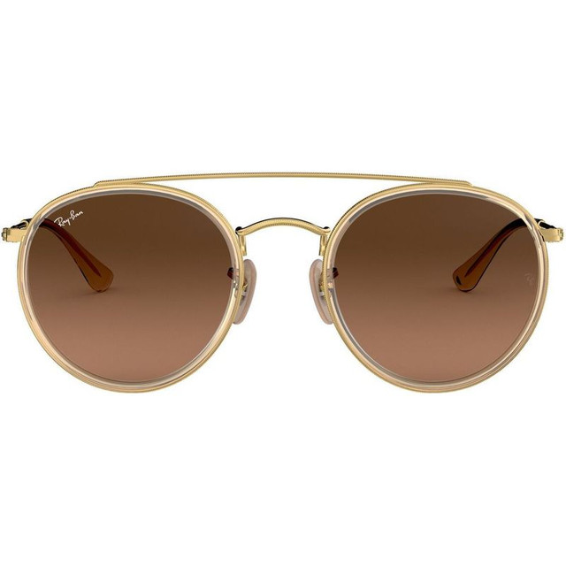 Ray-Ban Round Double Bridge RB3647N - Gold/Brown Grey Gradient Glass Lenses