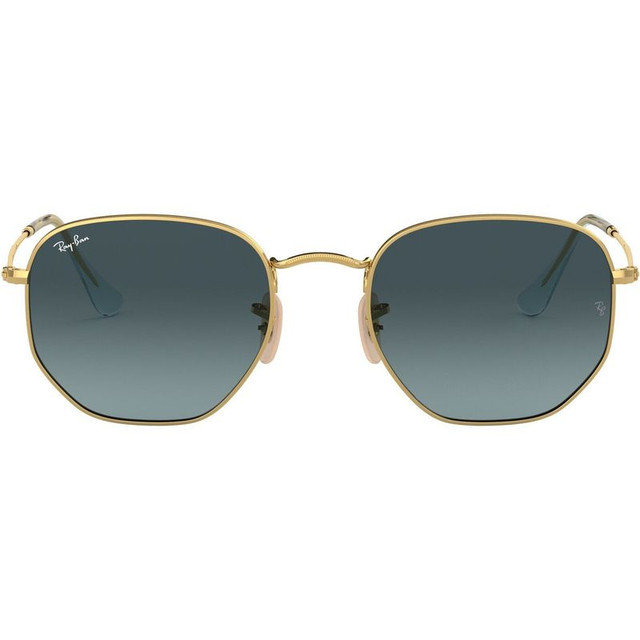 Ray-Ban Hexagonal Flat RB3548N - Gold/Blue Gradient Grey Glass Lenses 51 Eye Size