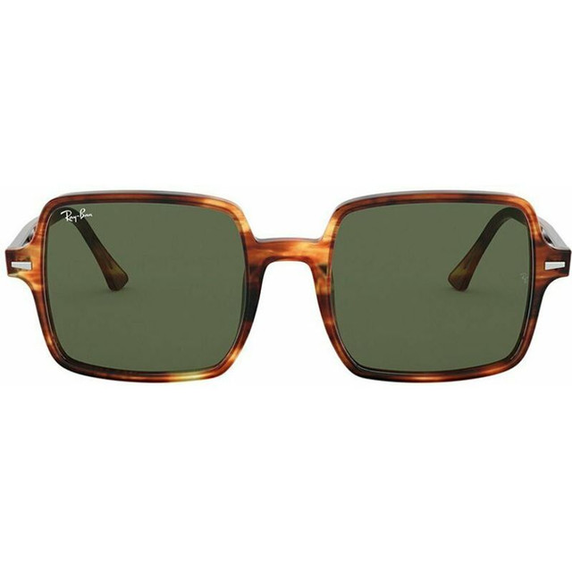 Square II RB1973 - Striped Havana/Green Glass Lenses