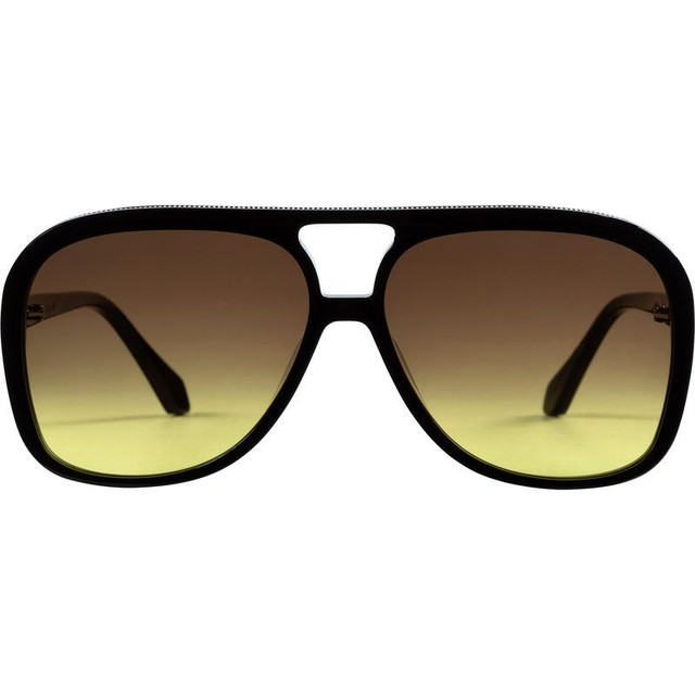 Valley Eyewear Bang - Gloss Black with Gold Metal Trim/Brown to Yellow Gradient Lenses