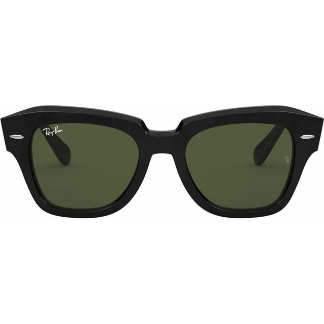 Ray-Ban State Street RB2186 - Black/Green Glass Lenses 52 Eye Size