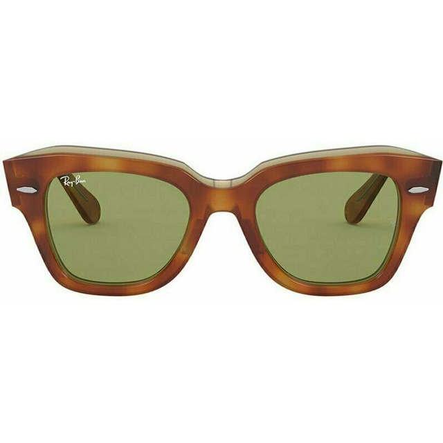 Ray-Ban State Street RB2186 - Havana and Transparent Beige/Green Glass Lenses 49 Eye Size